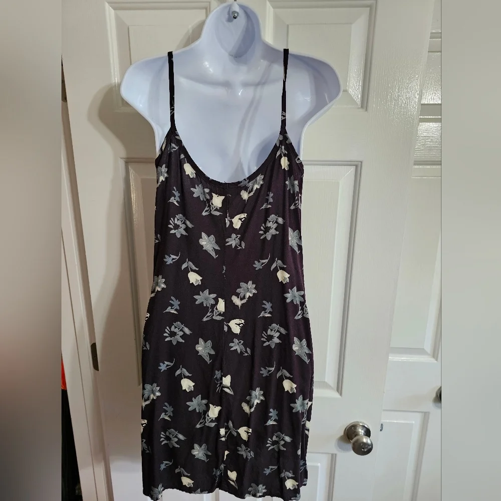 Rampage Women’s 6 Slip Dress Brown Floral Rayon Mini 90s Grunge Festival Rare - Picture 3 of 6